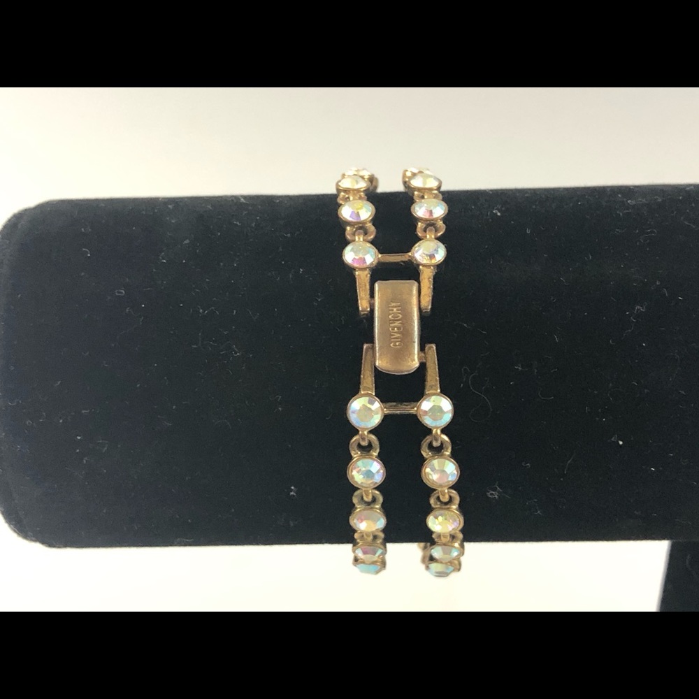 Givenchy gold tone AB crystal rhinestone bracelet - Picture 6 of 6